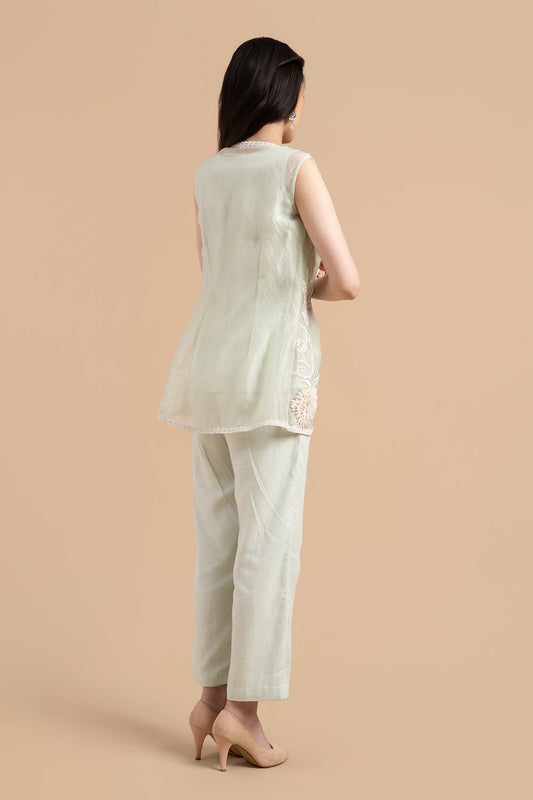 3D and Applique Embroidered Jacket Paired With Pants