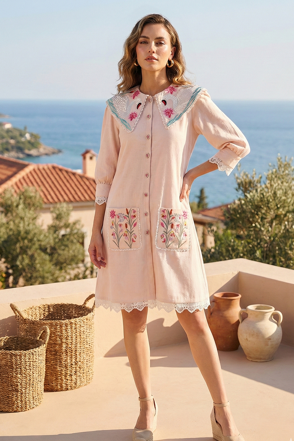 Dress Embroidered With Thread Scenery Embroidery