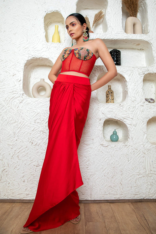 Drape Skirt With Corset And Cape