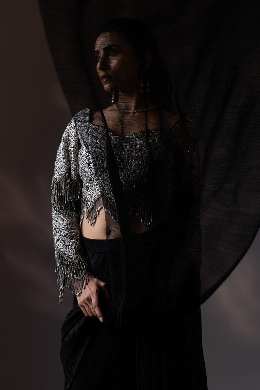 Embroidered Blouse with Draped Saree