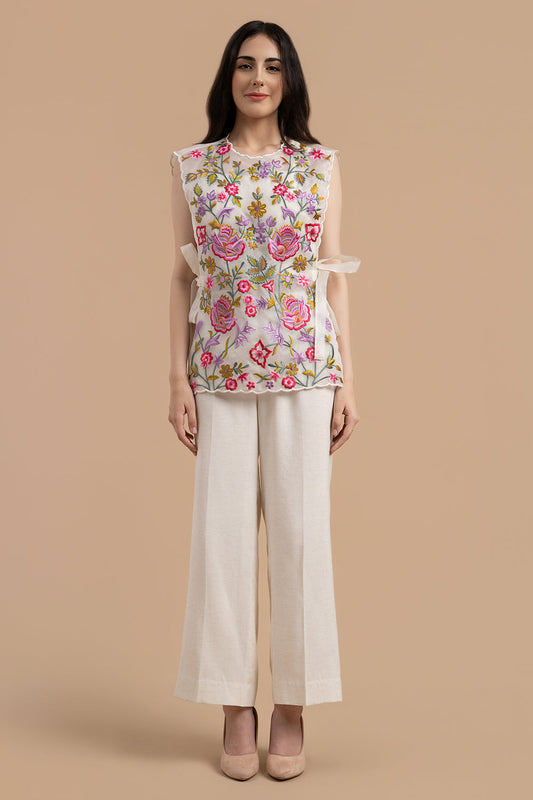 Multi Colour Thread Embroidered Gilet Co-Ord Set