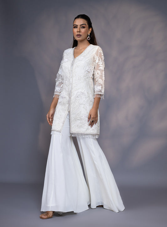 3D Embroidered Jacket With Flared Kali Pants
