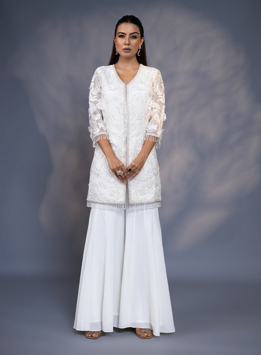 3D Embroidered Jacket With Flared Kali Pants