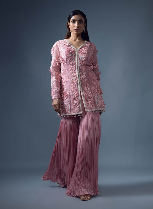 3D Embroidered Jacket With Rouched Garara Pants