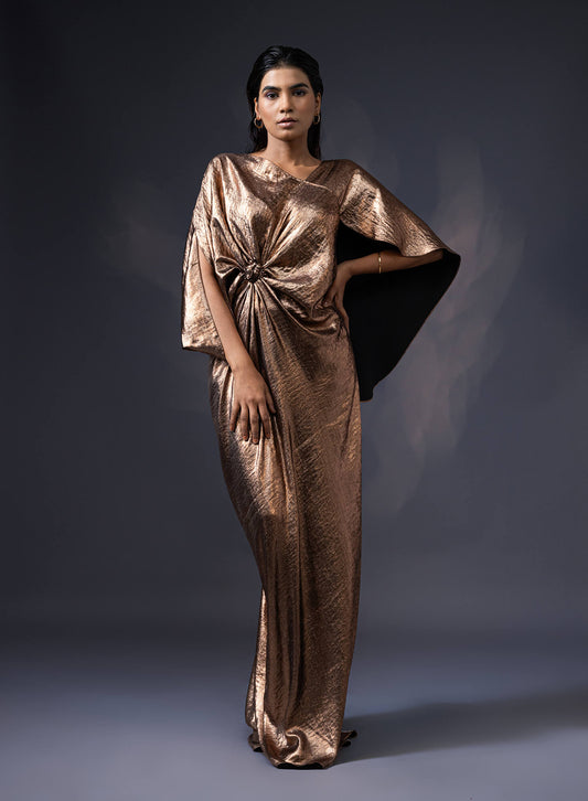 Mettalic Draped Gown