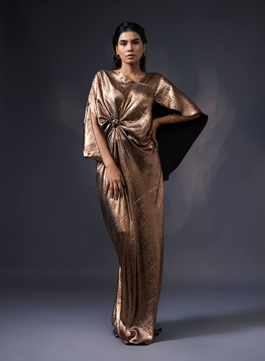 Mettalic Draped Gown