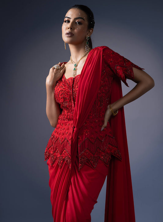 Drape Saree With Embroidered Jacket