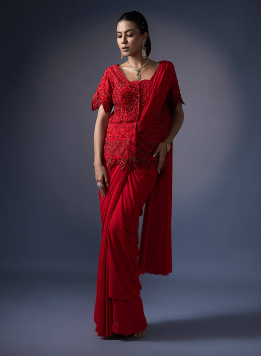 Drape Saree With Embroidered Jacket