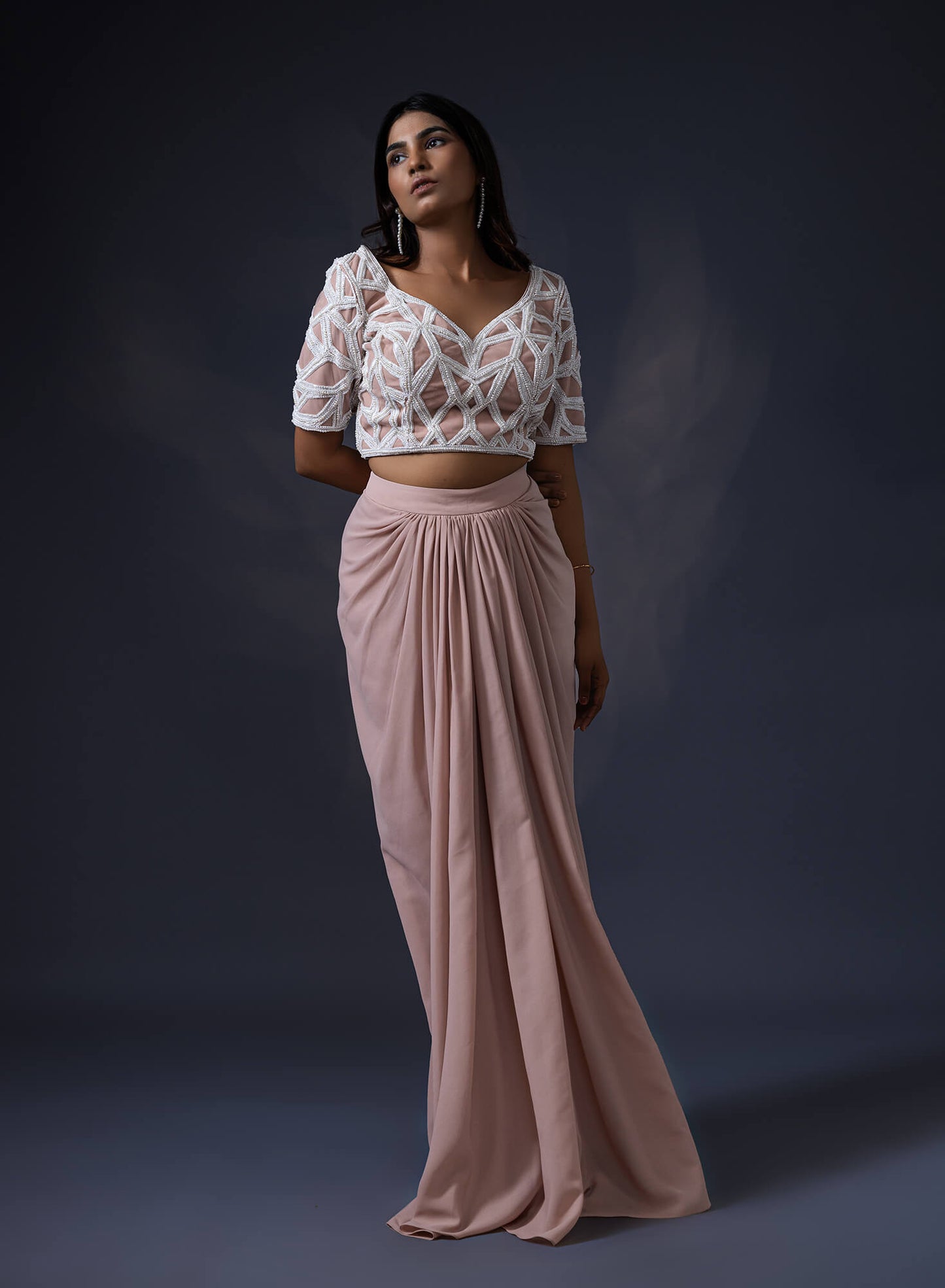 Drape Skirt With Embroidered Blouse And Duppatta