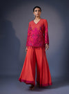 Embroidered Short Kurta With Kali Flared Pants