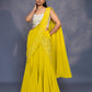 Pre draped kali saree with embroidered blouse