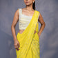 Pre draped kali saree with embroidered blouse