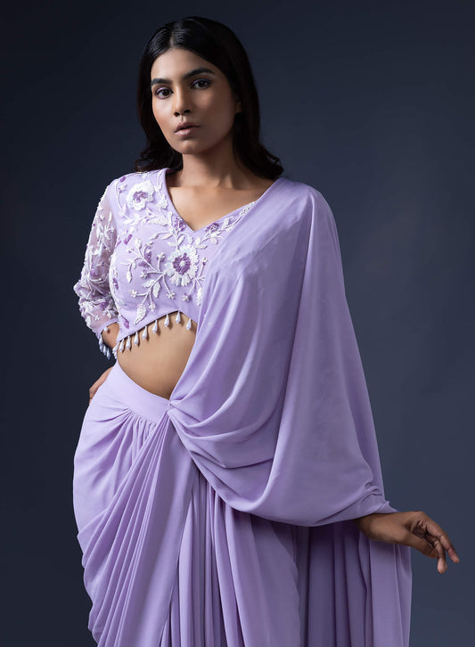 Pre Drape Saree and Embroidered Blouse