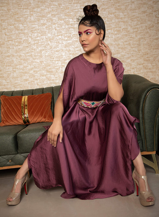 Tulip Pants with Asymmetrical Kaftan and Hand Embroidered Tye-Up Belt