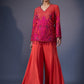 Embroidered Short Kurta With Kali Flared Pants