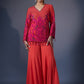 Embroidered Short Kurta With Kali Flared Pants