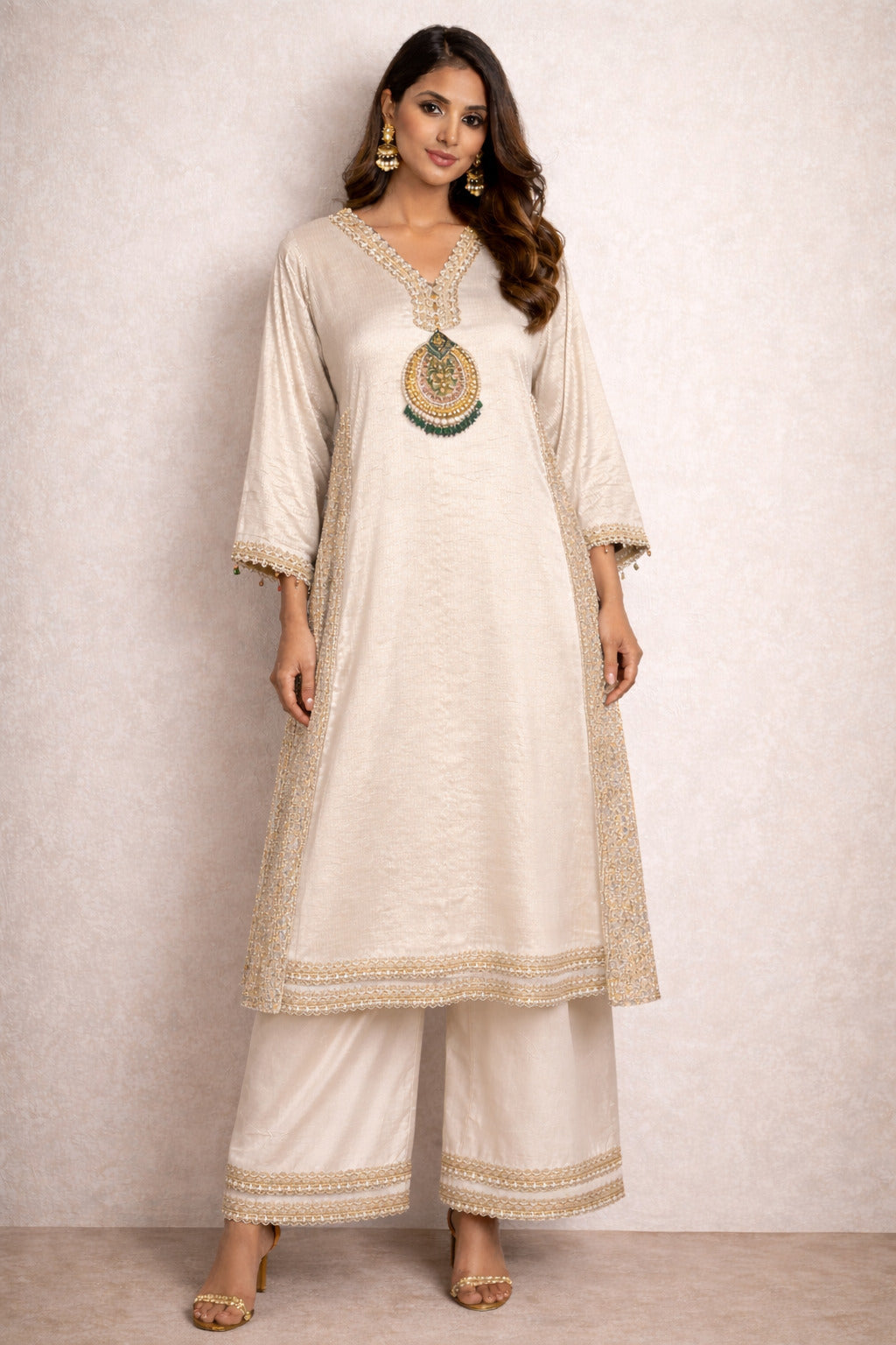 Embroidered Pheran Kurta With Pants