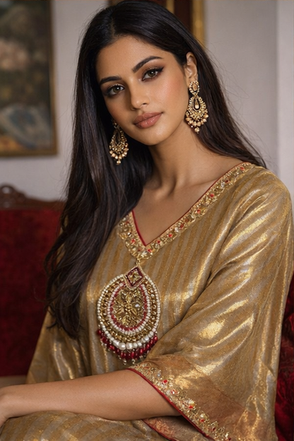 Jhumka Embroidered Kaftaan With Pants