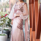 Pre Stitched Kali Saree with Attached Pallu Paired with Embroidered Blouse and Belt