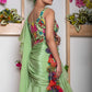 Pre-Stitched Ruffle Saree with Embroidered Blouse and Tie-Up Belt with Hand-Made Hangings