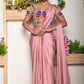 Pre Stitched Saree with Waterfall Pleats and Embroidered Blouse