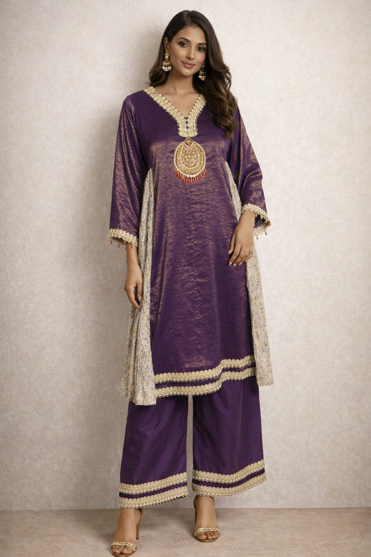 Embroidered Pheran Kurta With Pants