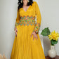 Rouched Gown with Embroidered Belt and Dupatta