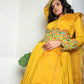 Rouched Gown with Embroidered Belt and Dupatta