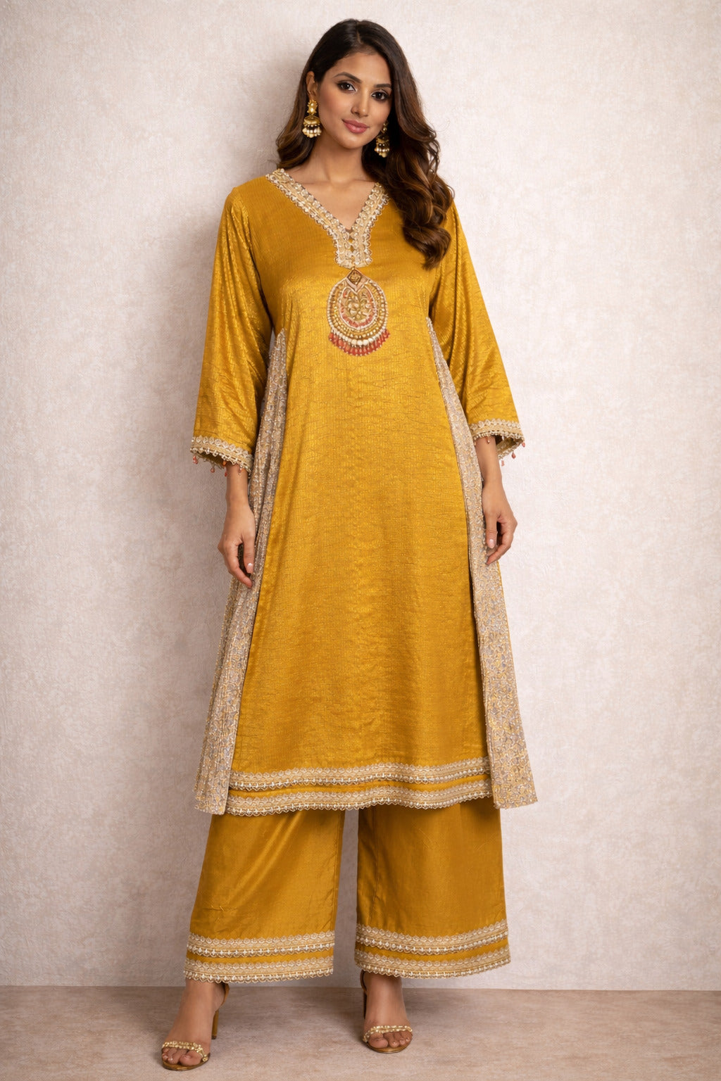 Embroidered Pheran Kurta With Pants